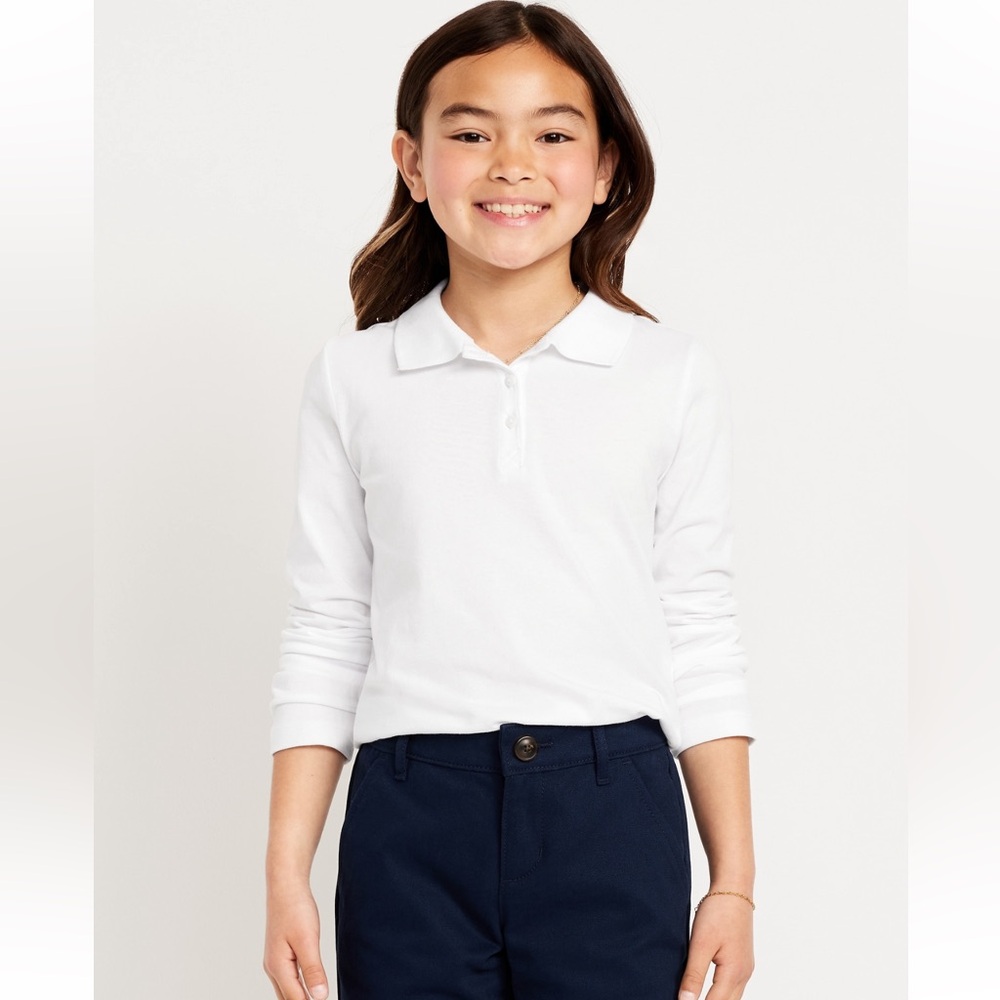 Old Navy School Uniform Jersey Knit Polo Shirt for Girls’ White M